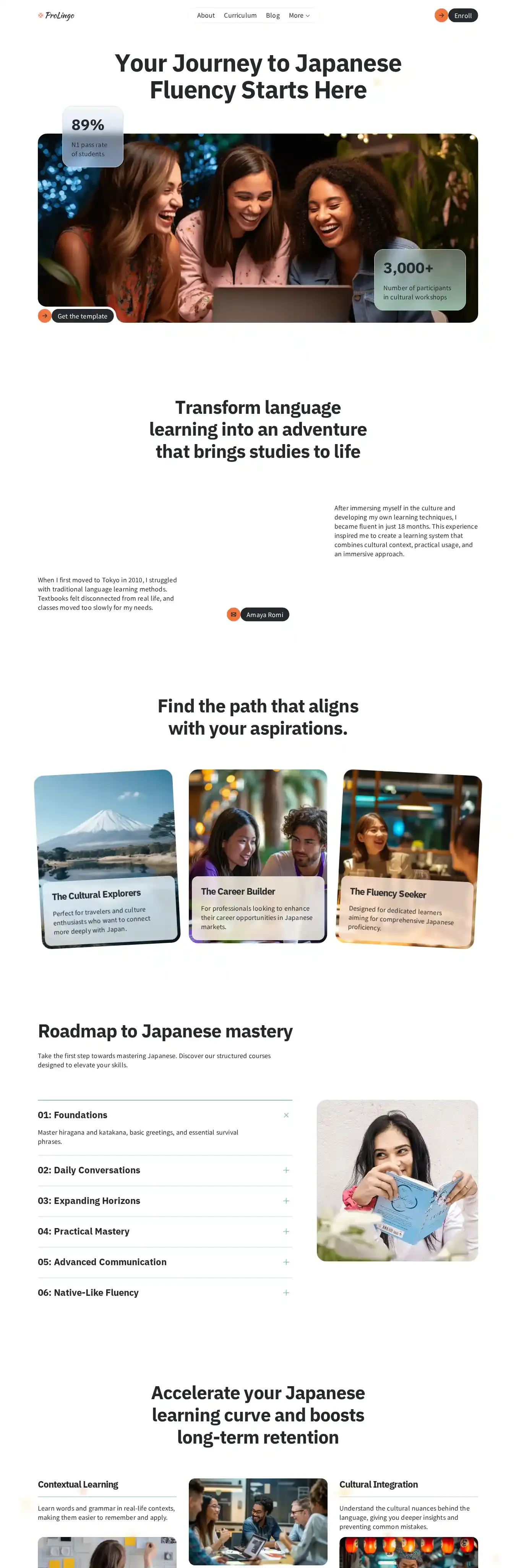 ProLingo home page on desktop