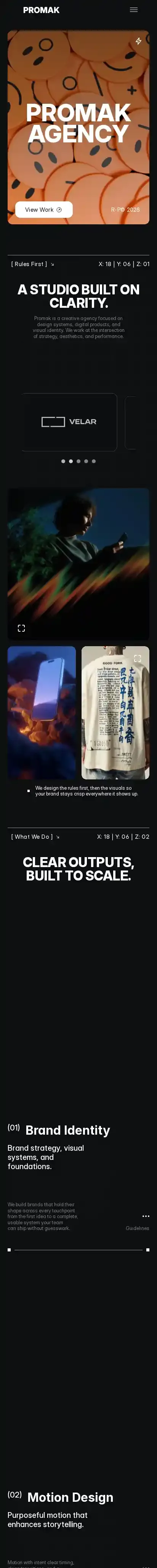 Promak home page on mobile