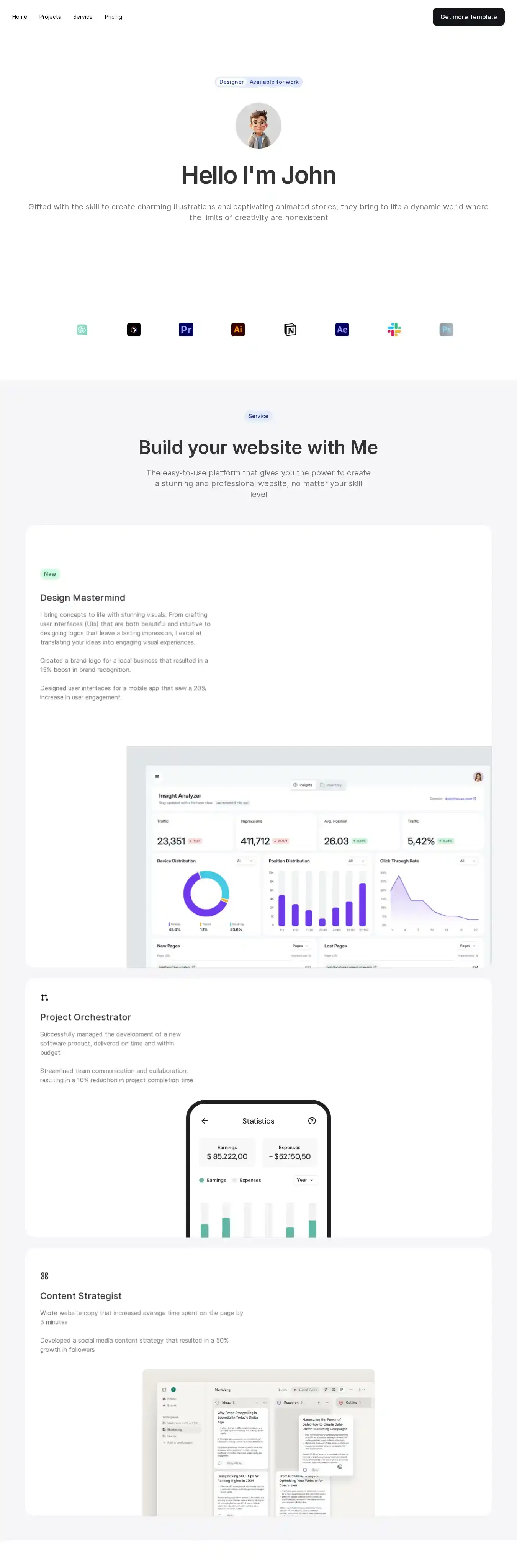 Promofolio home page on desktop