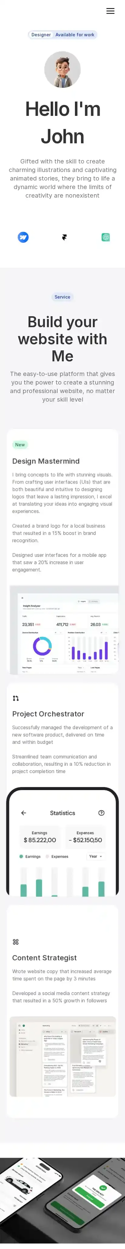 Promofolio home page on mobile