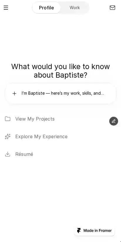 Prompt Folio home page on mobile