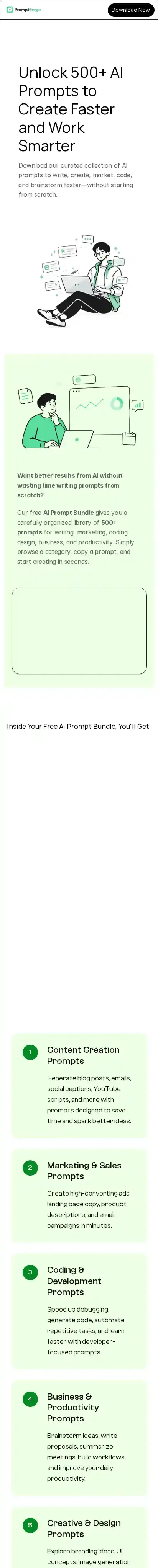PromptForge home page on mobile