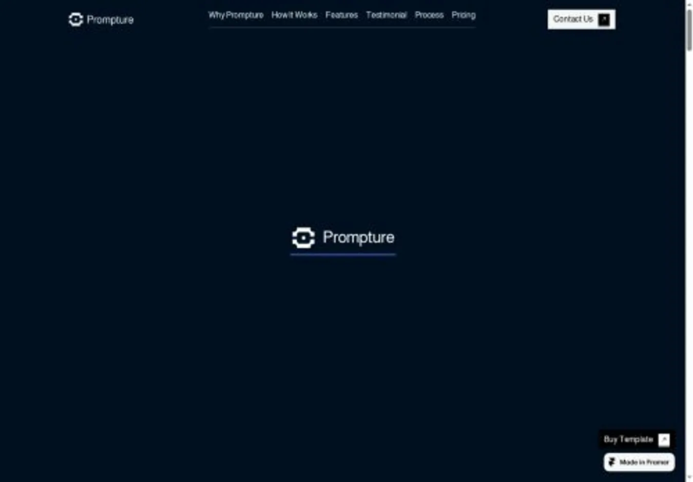 Prompture home page on desktop