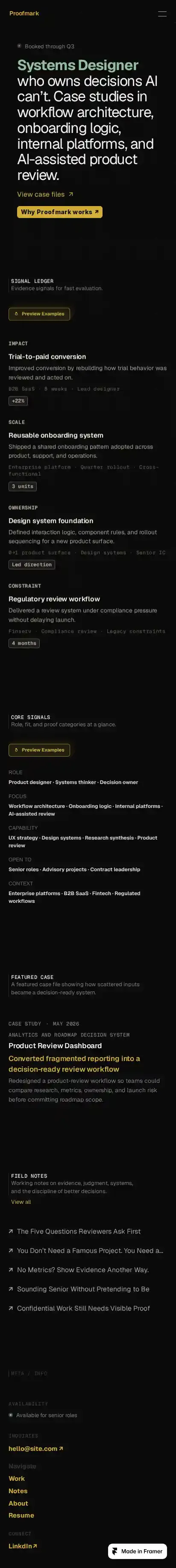 Proofmark home page on mobile