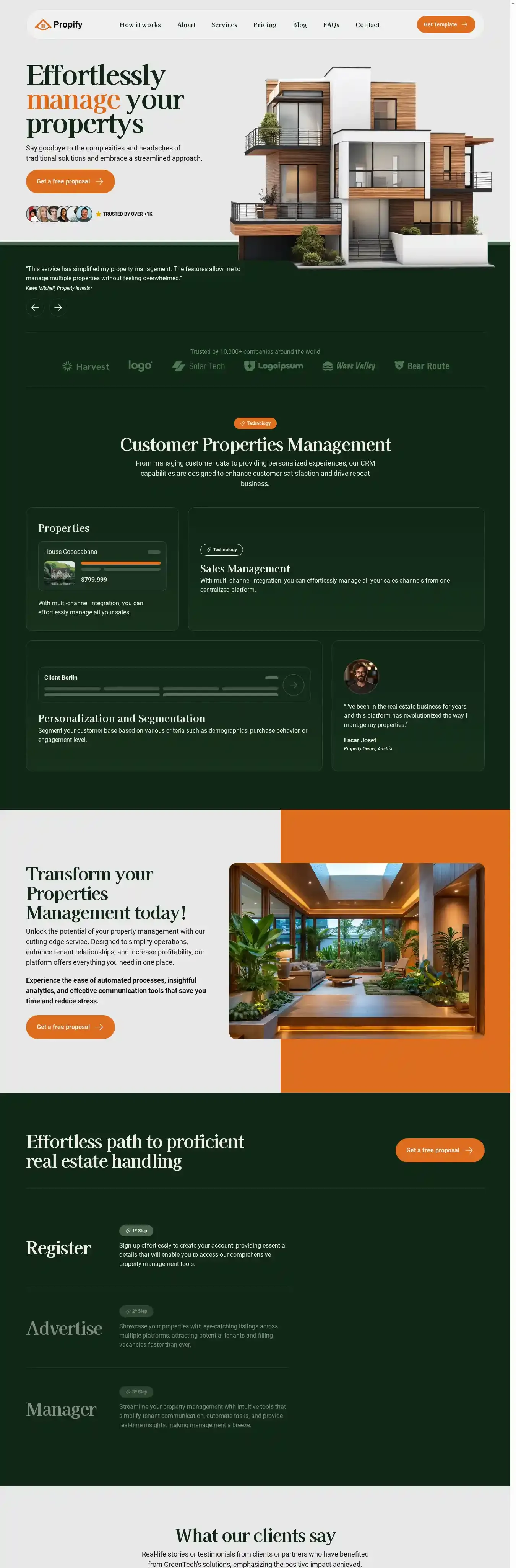 Propify home page on desktop