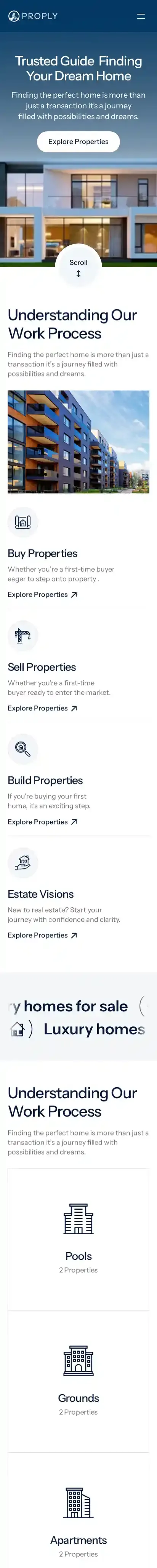 Proply home page on mobile