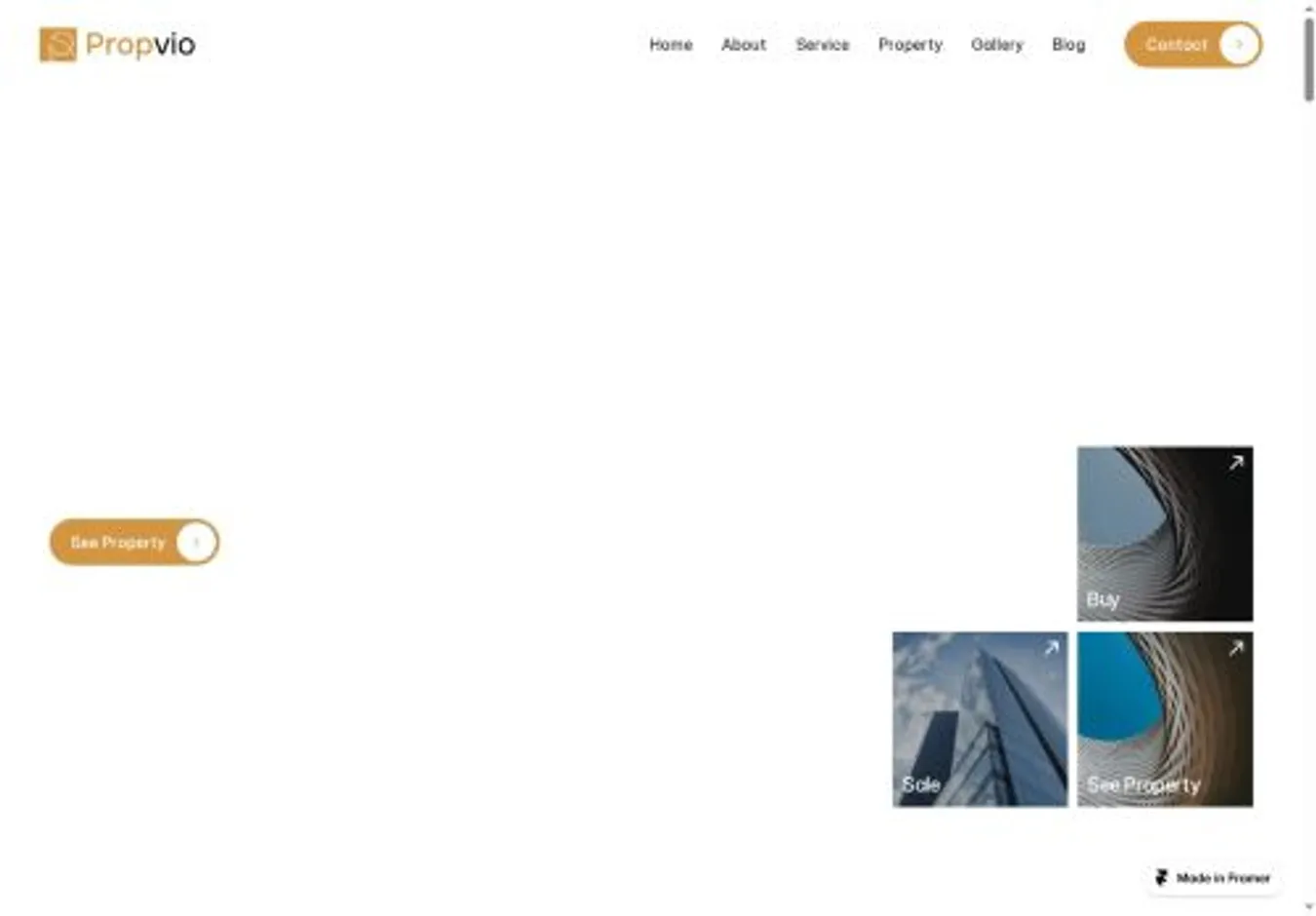 Propvio home page on desktop