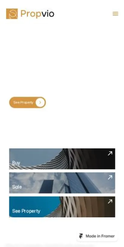 Propvio home page on mobile