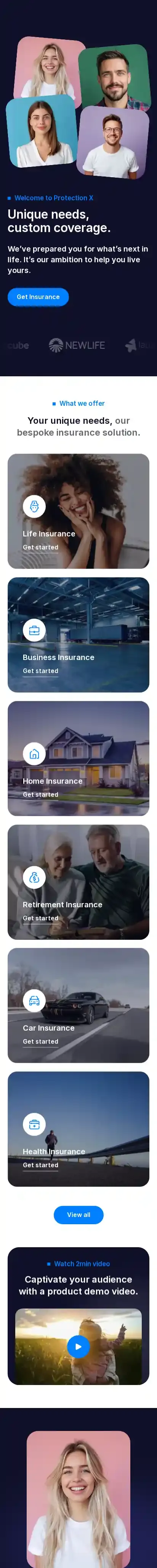 Protection X home page on mobile