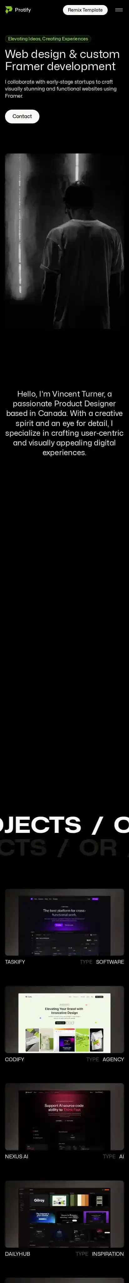 Protify home page on mobile
