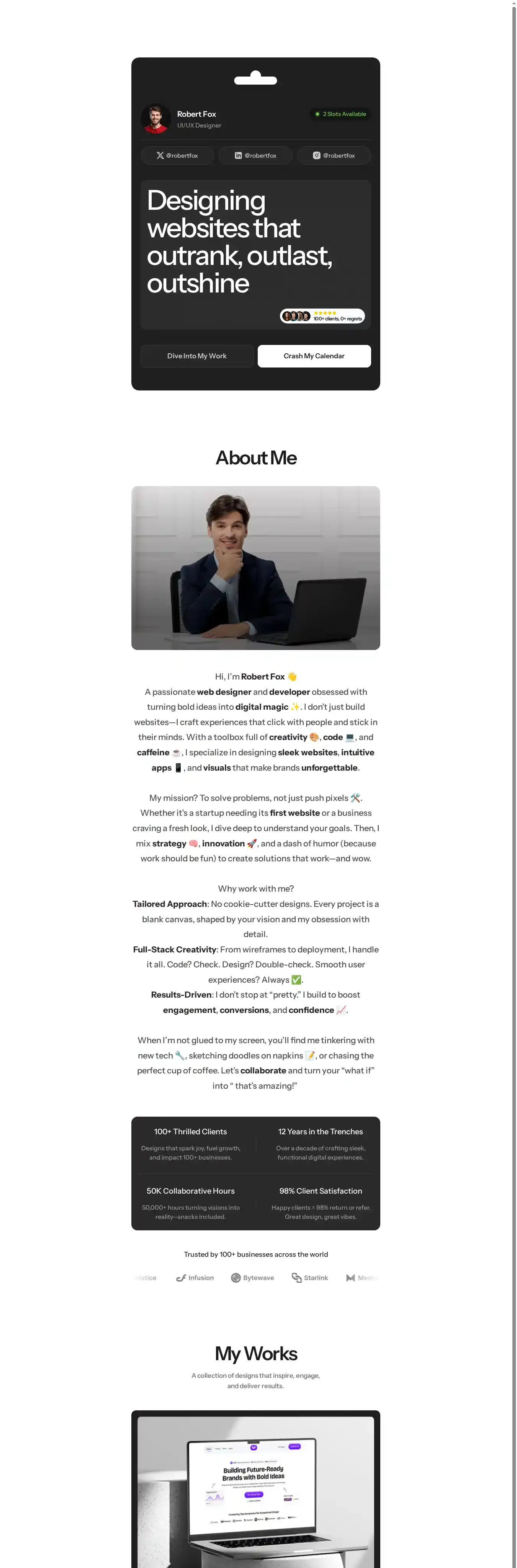 Prowess home page on desktop