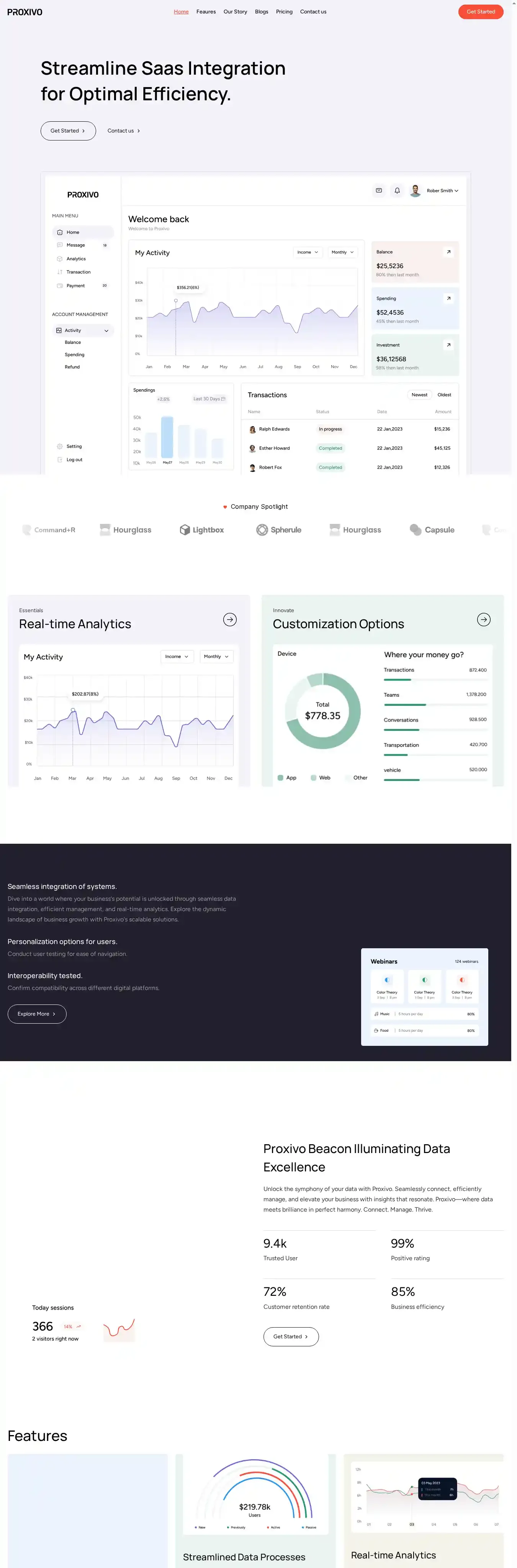 Proxivo home page on desktop
