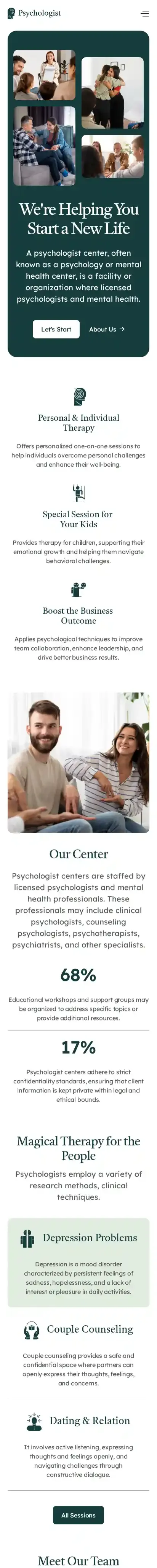 Psychologist home page on mobile