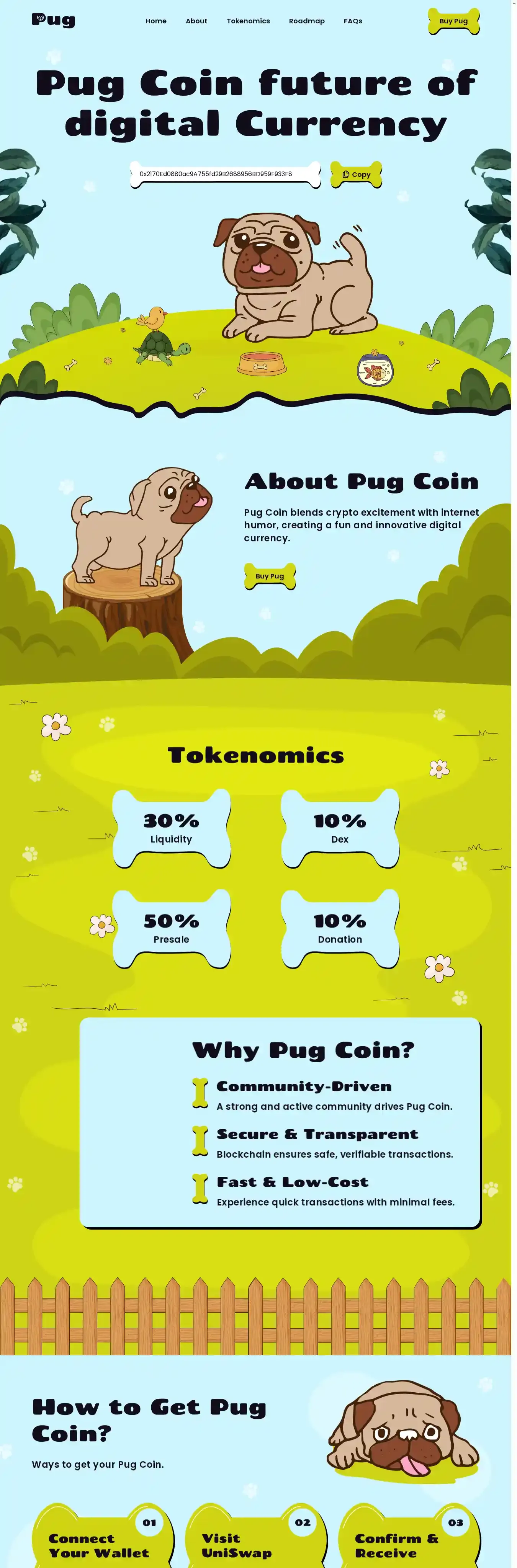 Pug home page on desktop