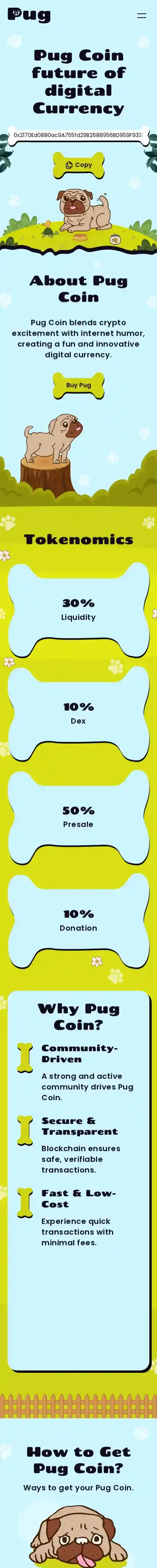 Pug home page on mobile