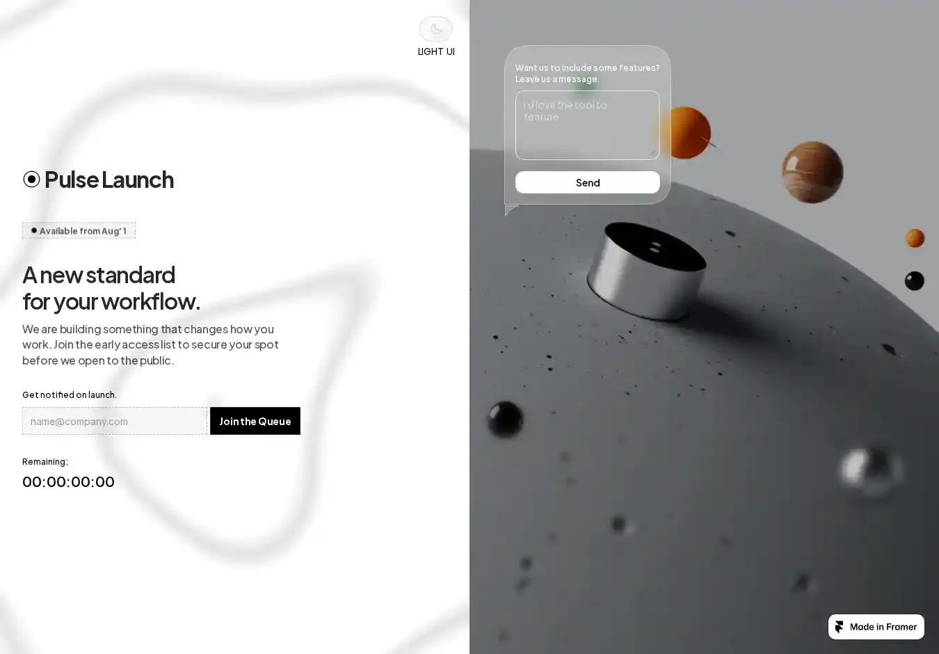 Pulse Launch home page on desktop