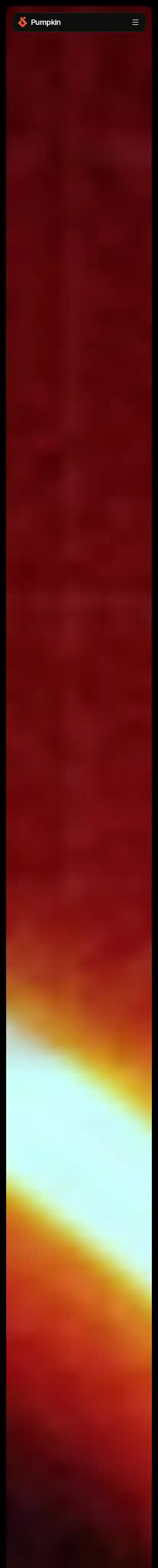 Pumpkin home page on mobile