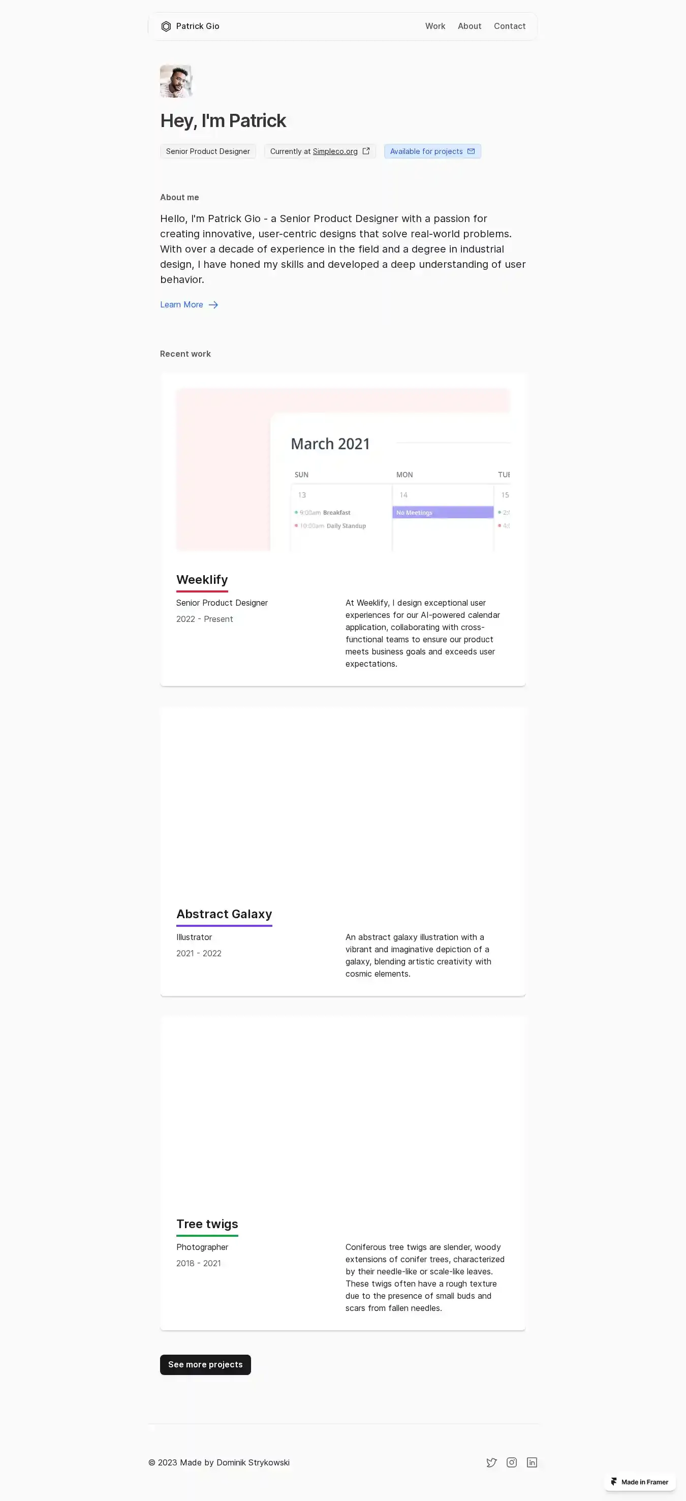Purefolio home page on desktop