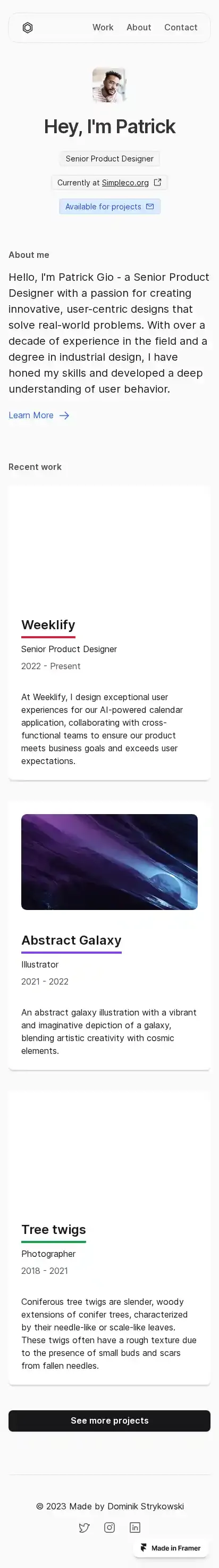 Purefolio home page on mobile