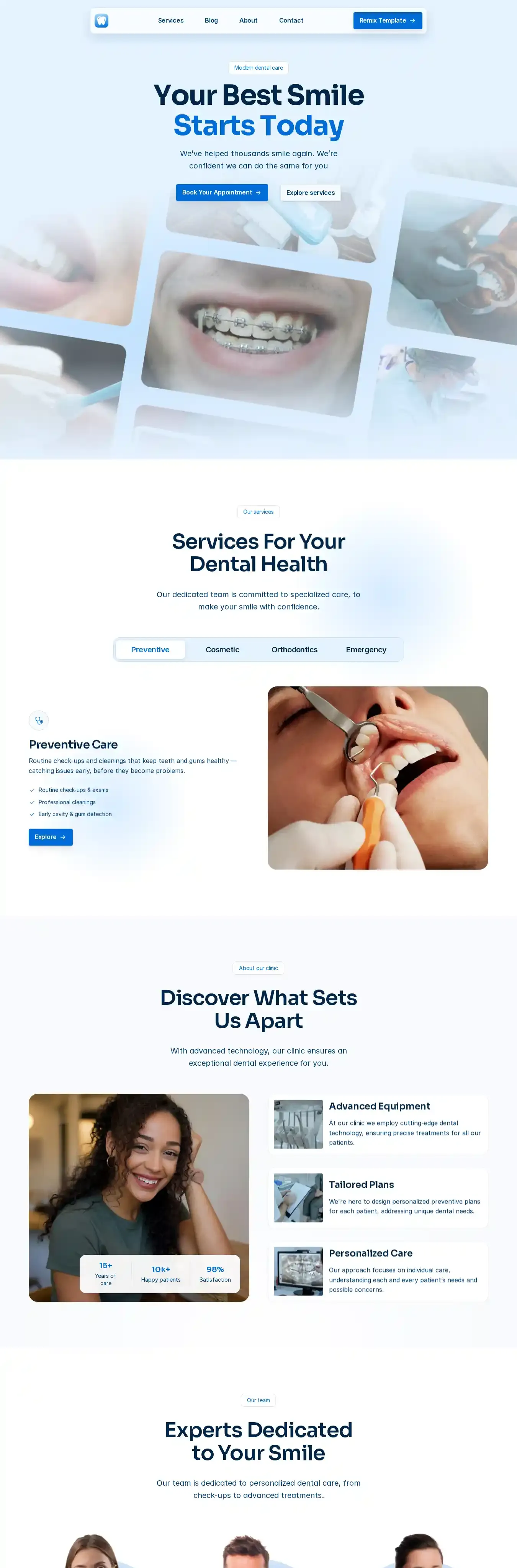 PureSmile home page on desktop