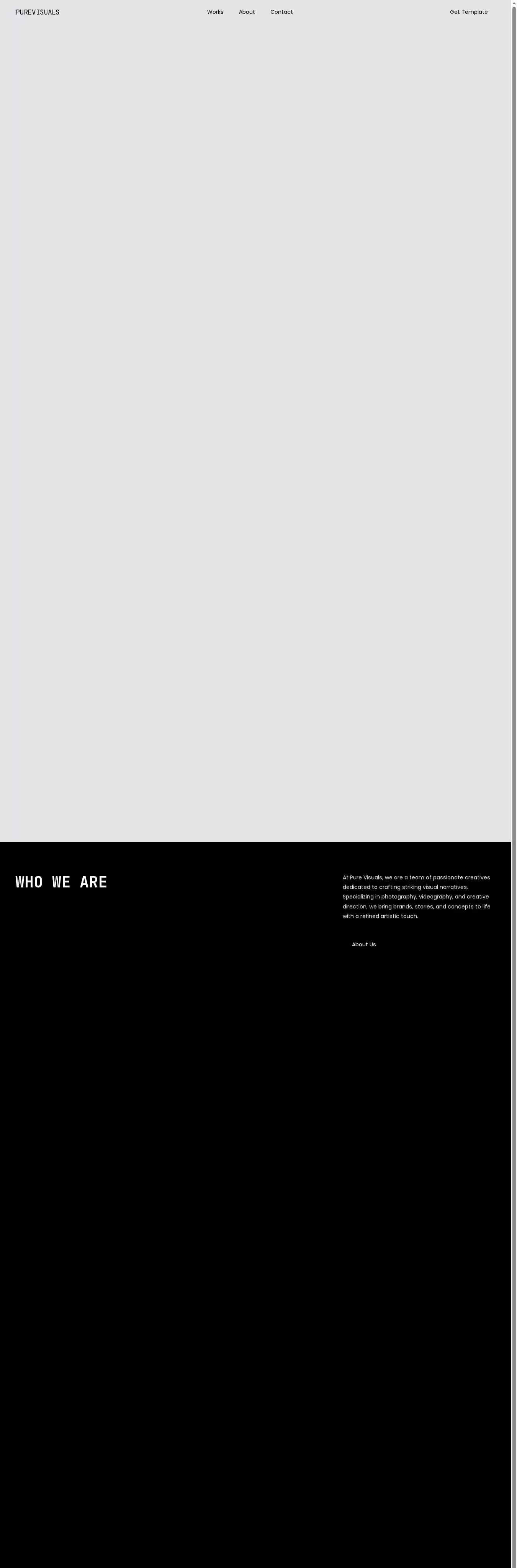 PureVisuals home page on desktop