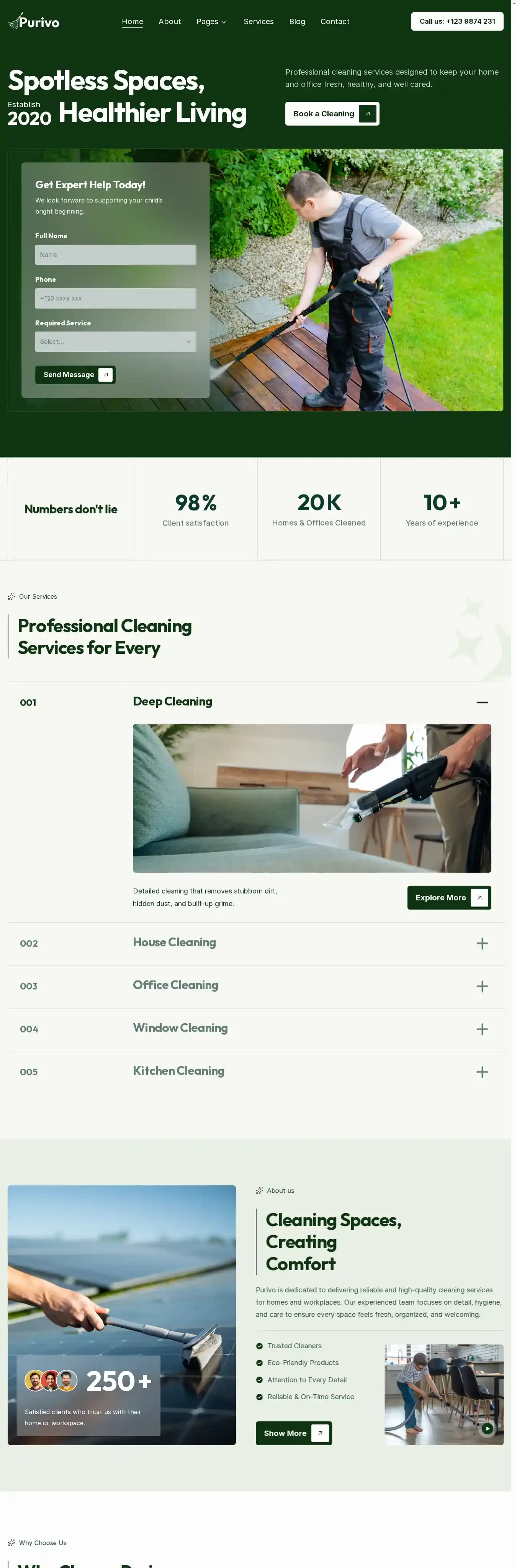Purivo home page on desktop