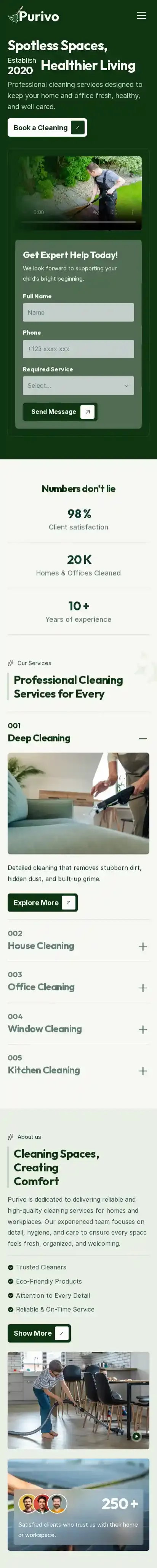 Purivo home page on mobile