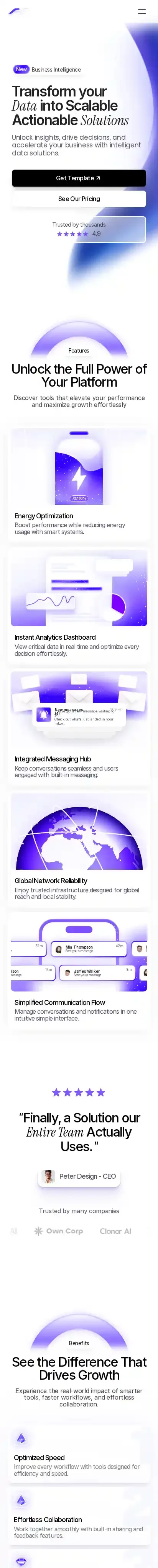 Purply home page on mobile