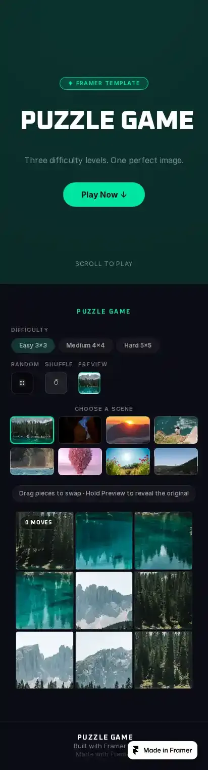 Puzzle Game home page on mobile