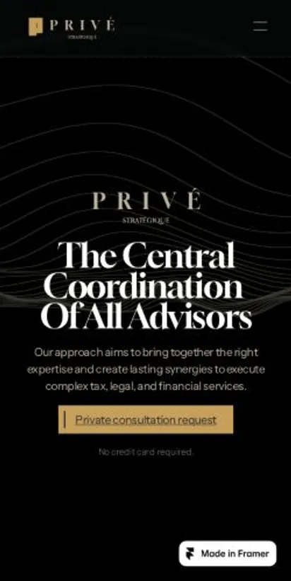 PXPrivé home page on mobile
