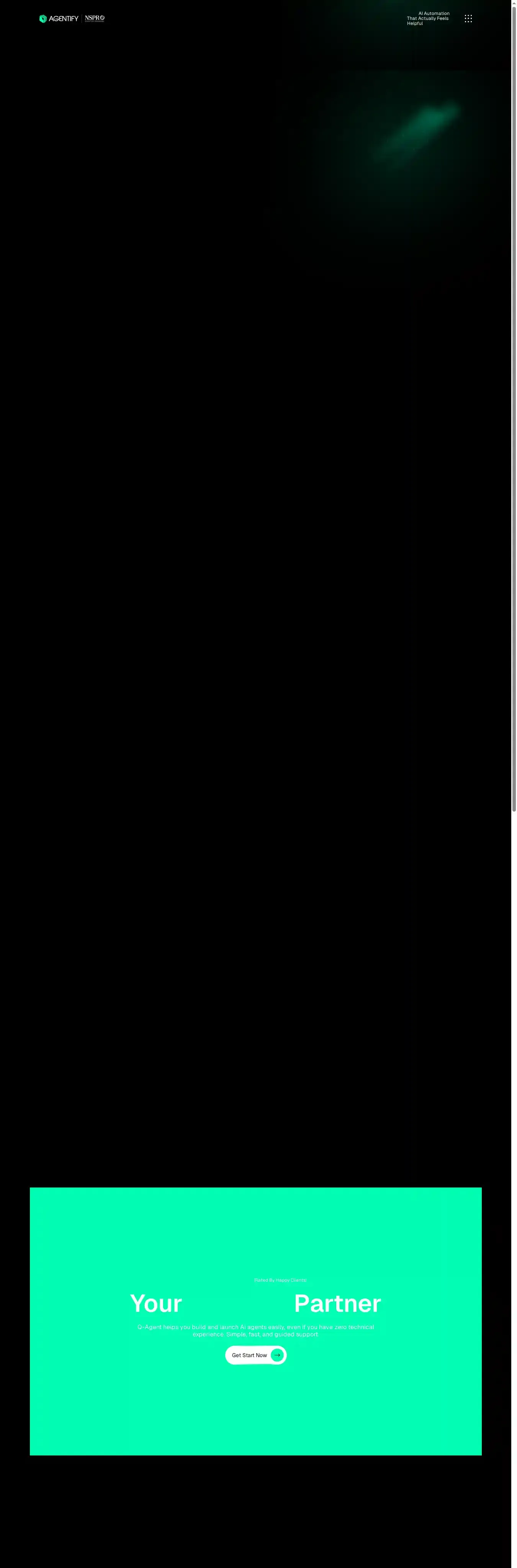 Q-AGENT home page on desktop