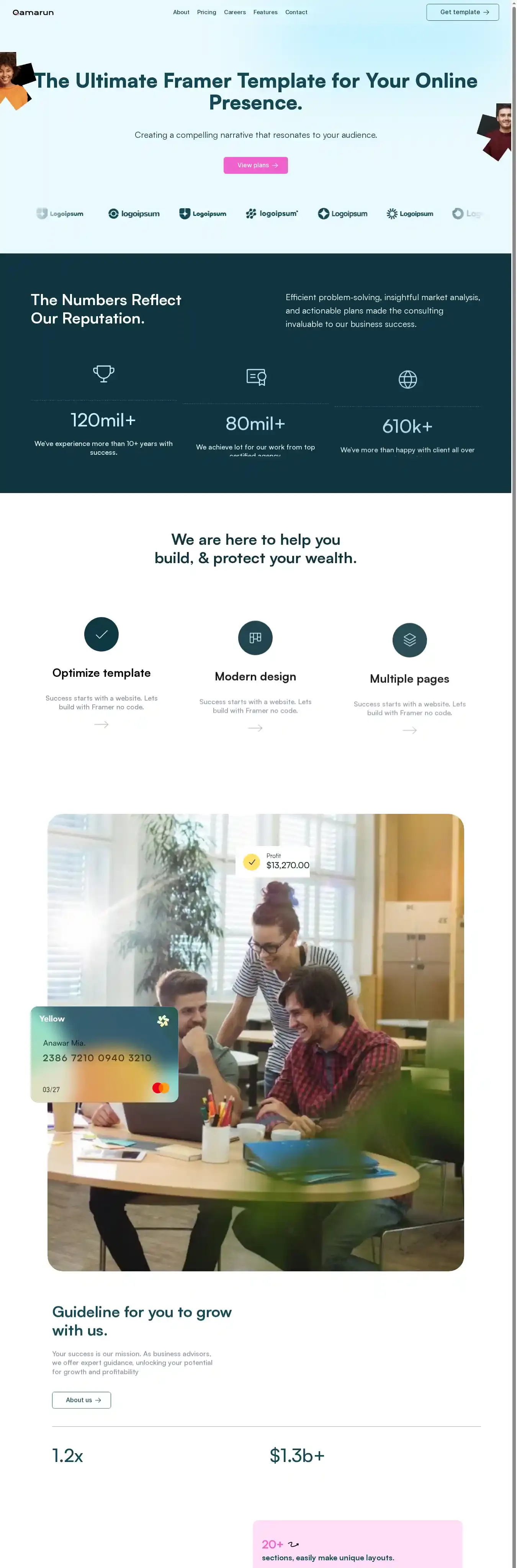 Qamarun home page on desktop