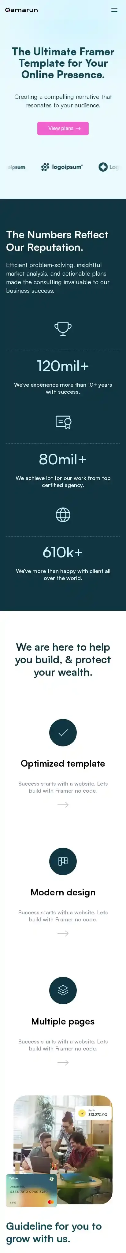 Qamarun home page on mobile