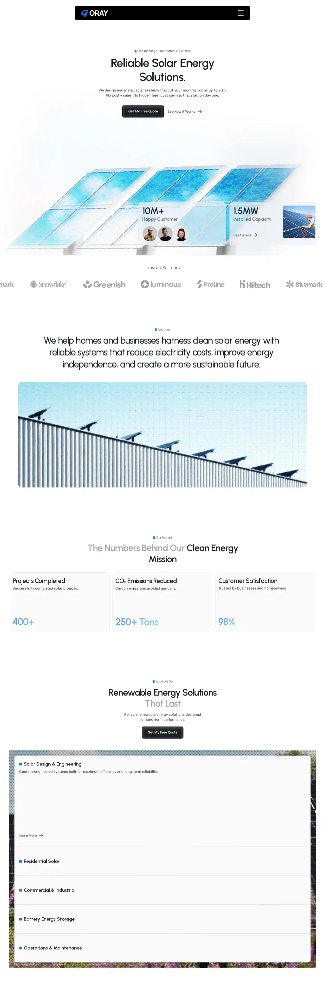Qray home page on desktop