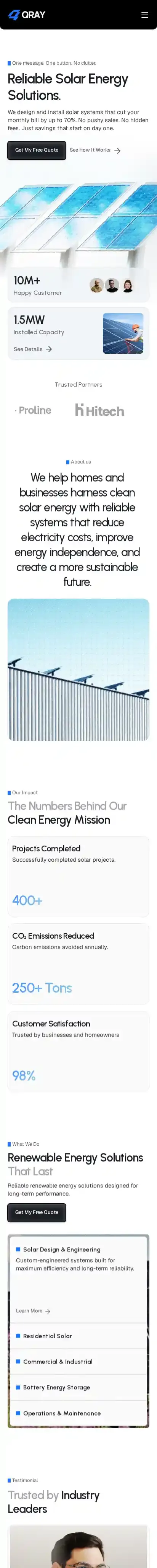 Qray home page on mobile