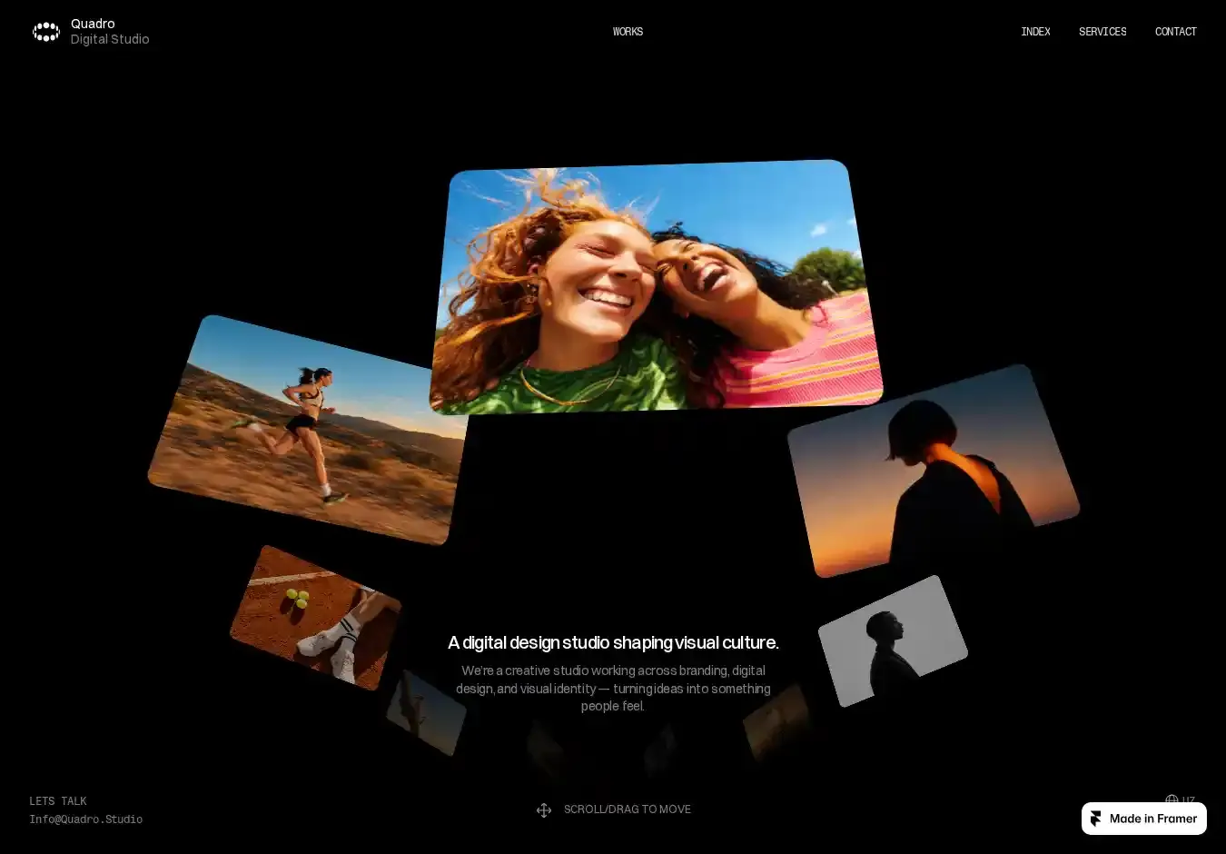 Quadro Studio home page on desktop