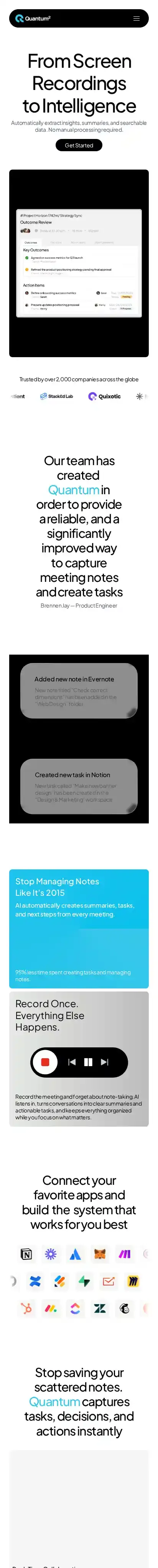 Quantum 2 home page on mobile