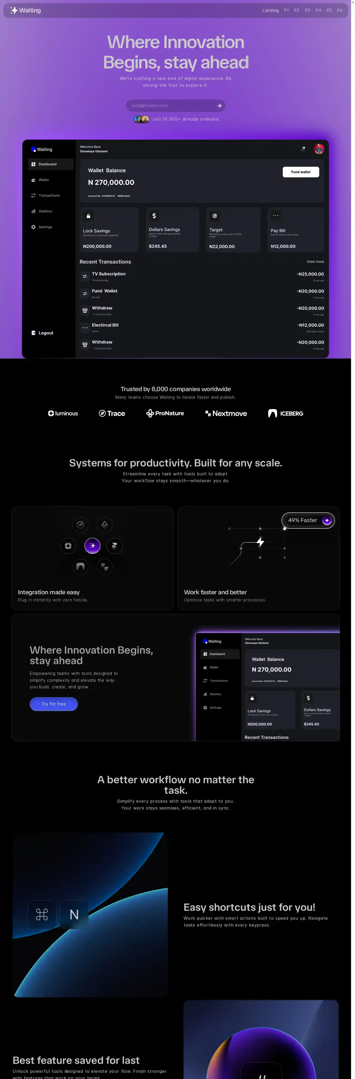 Queue home page on desktop