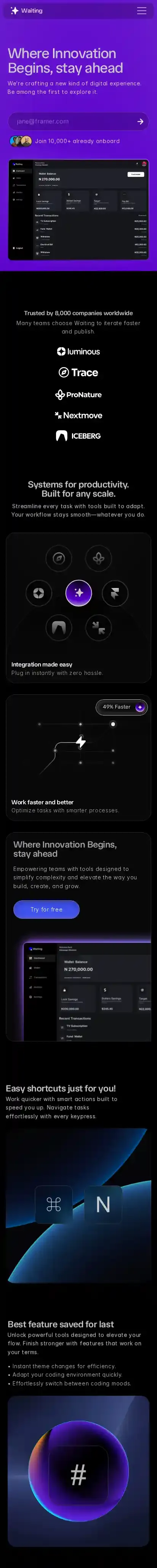 Queue home page on mobile
