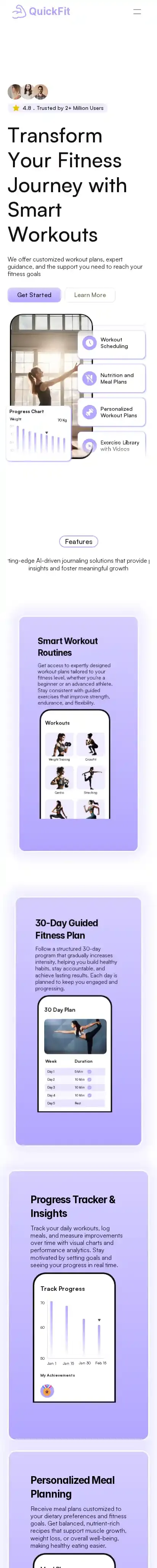 Quickfit home page on mobile