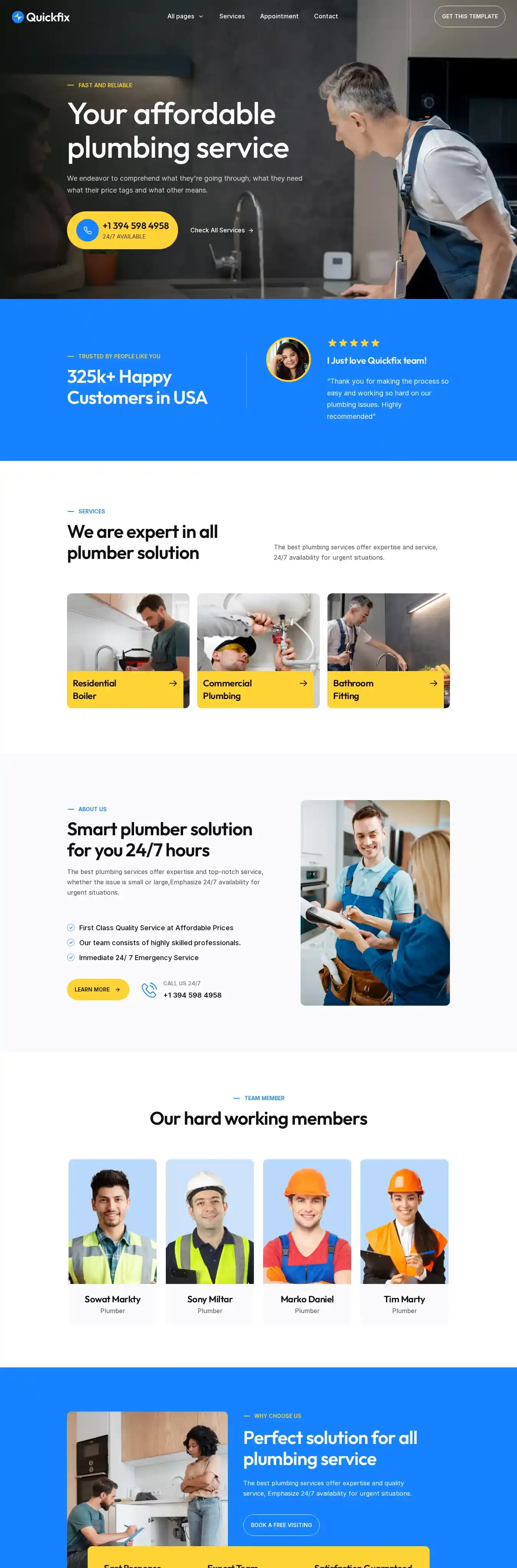 QuickFix home page on desktop