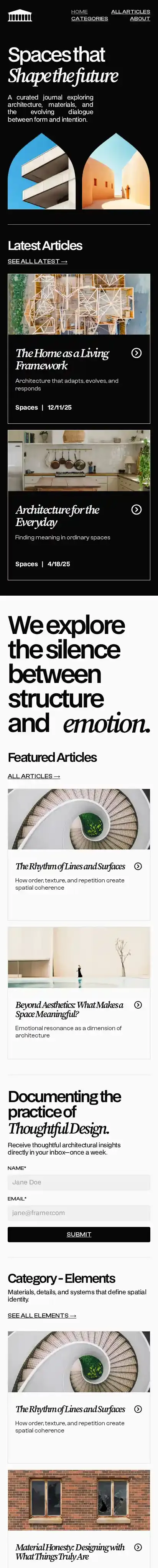 Quoin home page on mobile