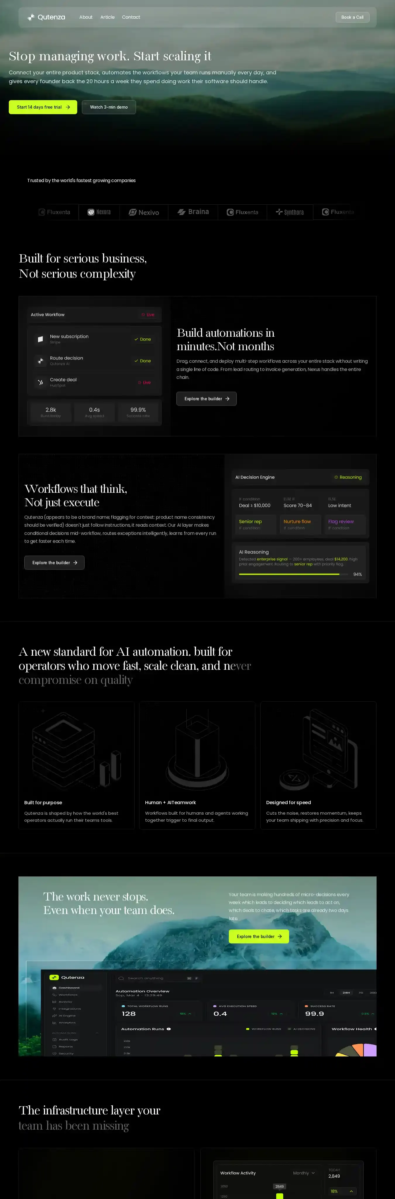 Qutenza home page on desktop