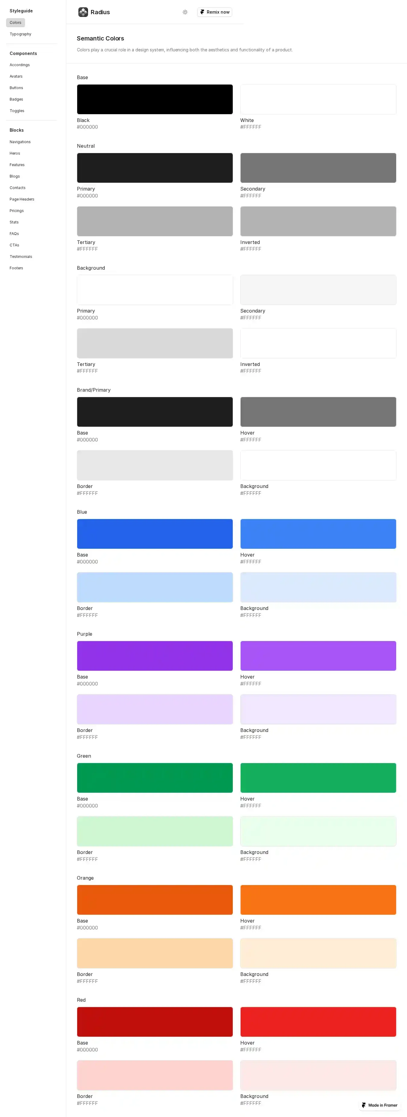 Radius Native Kit home page on desktop