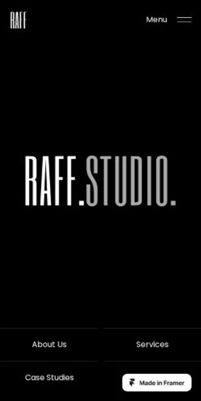 Raff home page on mobile