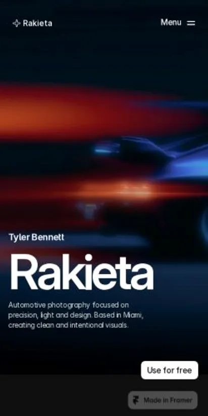 Rakieta home page on mobile