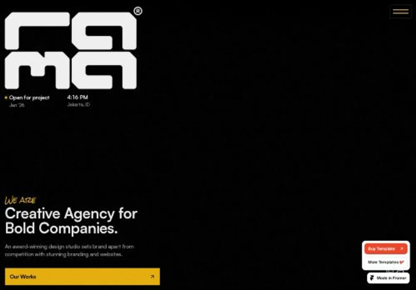 Rama home page on desktop