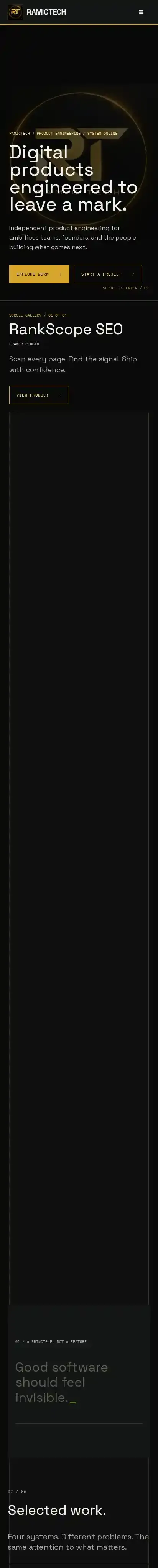 RamicTech home page on mobile