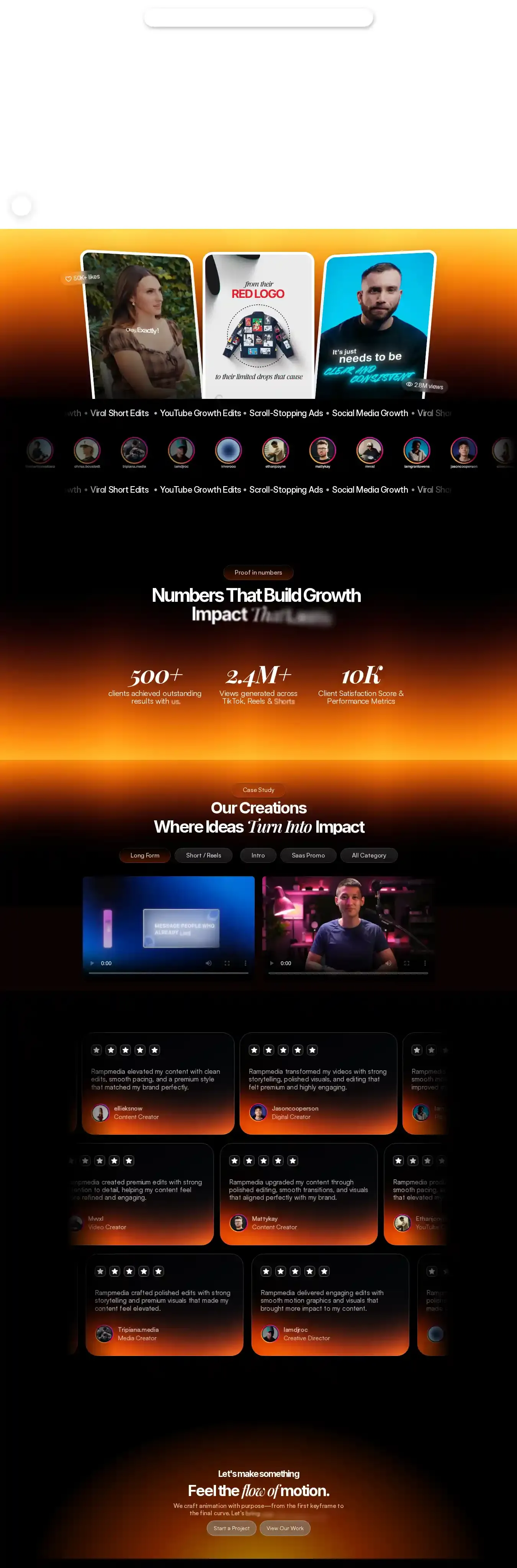 Rampmedia home page on desktop