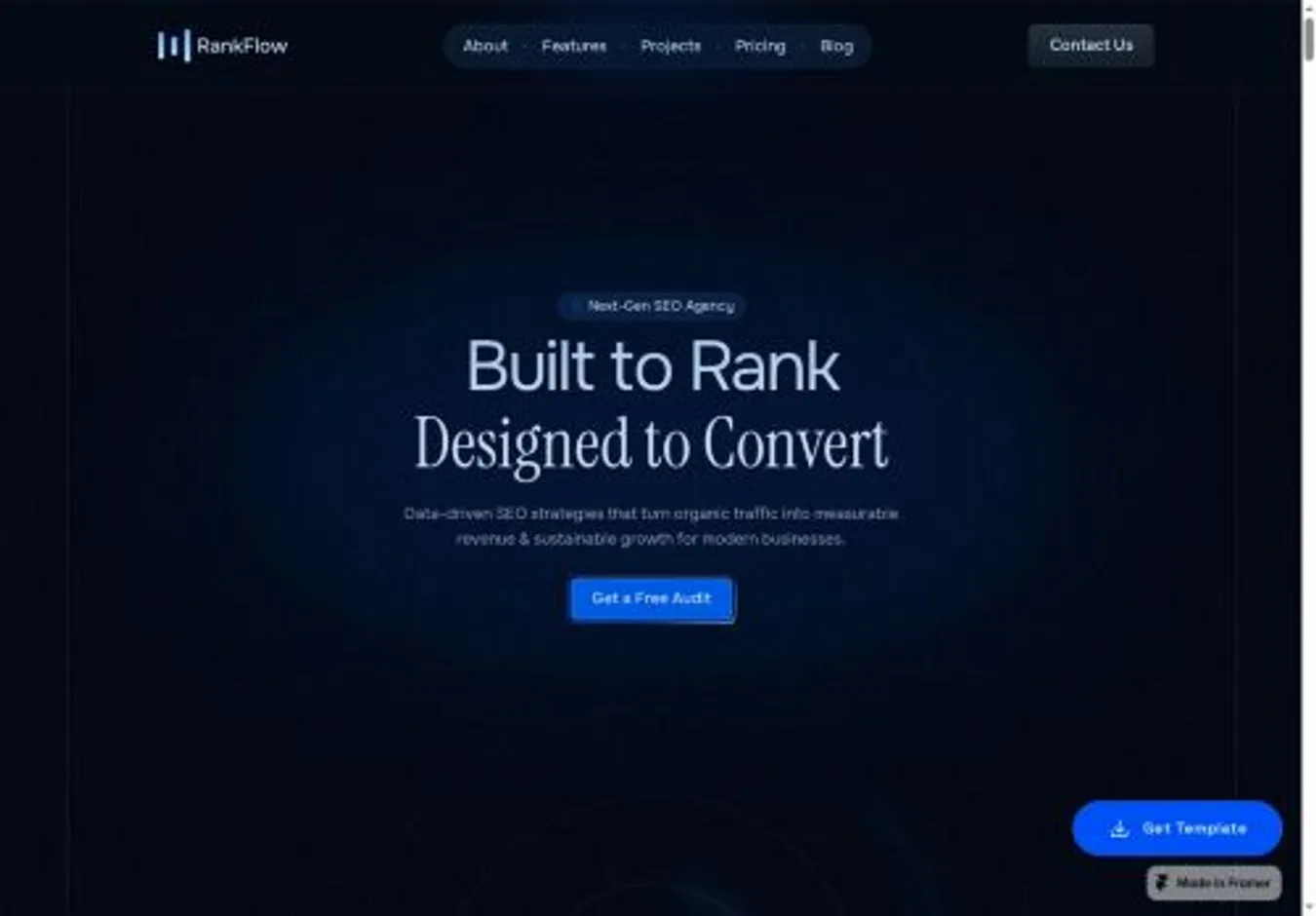 RankFlow home page on desktop